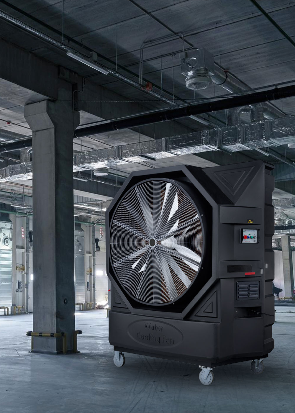 Climatizadores evaporativos industriales en nave de producción